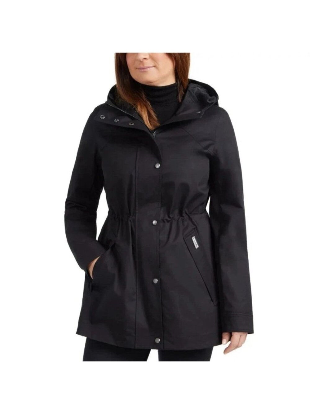 Hunter Ladies Water Resistant Cotton Smock Jacket Black Size L Hooded